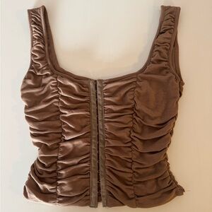 Isalis Vince Ruched Corset Top in Brown